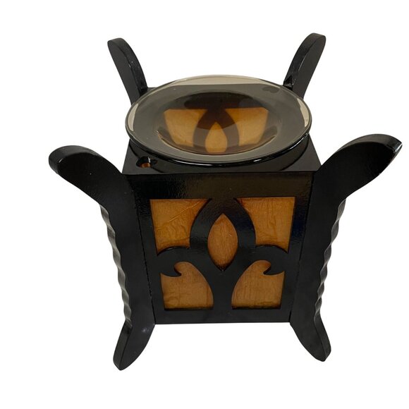 Sweet Scents n More Wood Oil Warmer Black Orange LED Lantern Light With Fleur-de - Picture 10 of 12